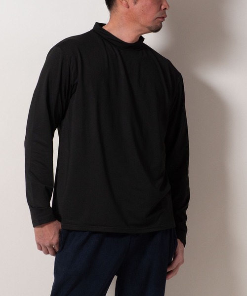 BAYBLO(ベイブロ)の「(SA) 裏起毛 モックネック 無地 長袖 Tシャツ(Tシャツ/カットソー・メンズ・グレー/アイボリー/ブラック/ネイビー/ライトグレー/ブラウン・M/L/LL)」の9枚目の写真