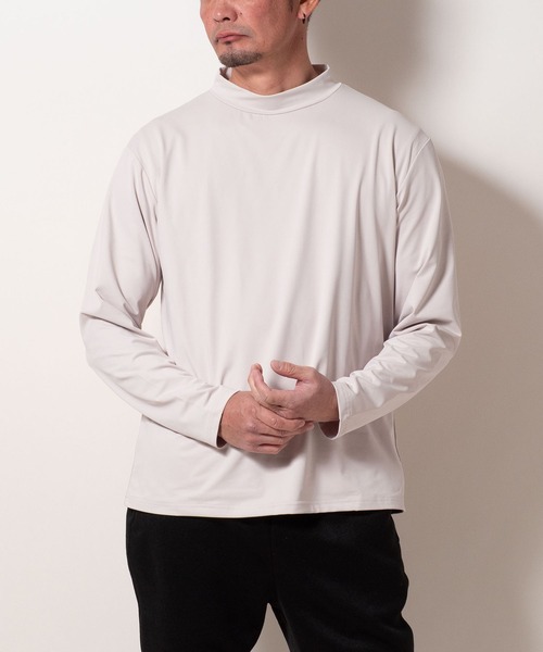 BAYBLO(ベイブロ)の「(SA) 裏起毛 モックネック 無地 長袖 Tシャツ(Tシャツ/カットソー・メンズ・グレー/アイボリー/ブラック/ネイビー/ライトグレー/ブラウン・M/L/LL)」の12枚目の写真