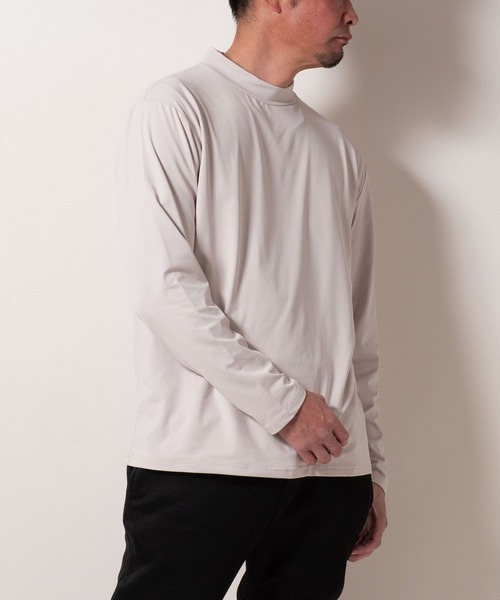 BAYBLO(ベイブロ)の「(SA) 裏起毛 モックネック 無地 長袖 Tシャツ(Tシャツ/カットソー・メンズ・グレー/アイボリー/ブラック/ネイビー/ライトグレー/ブラウン・M/L/LL)」の14枚目の写真