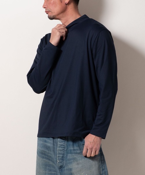 BAYBLO(ベイブロ)の「(SA) 裏起毛 モックネック 無地 長袖 Tシャツ(Tシャツ/カットソー・メンズ・グレー/アイボリー/ブラック/ネイビー/ライトグレー/ブラウン・M/L/LL)」の18枚目の写真