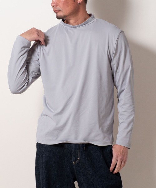 BAYBLO(ベイブロ)の「(SA) 裏起毛 モックネック 無地 長袖 Tシャツ(Tシャツ/カットソー・メンズ・グレー/アイボリー/ブラック/ネイビー/ライトグレー/ブラウン・M/L/LL)」の22枚目の写真