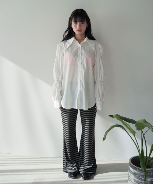 SANSeLF（サンセルフ）の「【SANSeLF】フロントボタンボリュームスリーブブラウス saw25a074（シャツ/ブラウス・レディース・ホワイト/ブラック・FREE）」の7枚目の写真