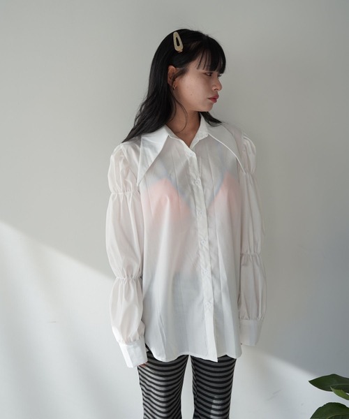 SANSeLF（サンセルフ）の「【SANSeLF】フロントボタンボリュームスリーブブラウス saw25a074（シャツ/ブラウス・レディース・ホワイト/ブラック・FREE）」の8枚目の写真