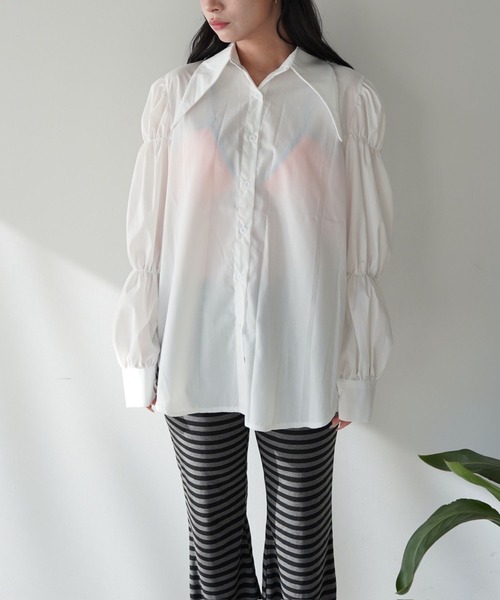 SANSeLF（サンセルフ）の「【SANSeLF】フロントボタンボリュームスリーブブラウス saw25a074（シャツ/ブラウス・レディース・ホワイト/ブラック・FREE）」の9枚目の写真