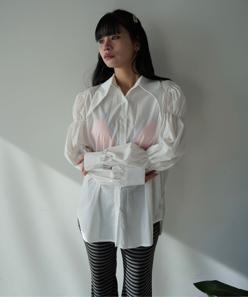 SANSeLF（サンセルフ）の「【SANSeLF】フロントボタンボリュームスリーブブラウス saw25a074（シャツ/ブラウス・レディース・ホワイト/ブラック・FREE）」の10枚目の写真