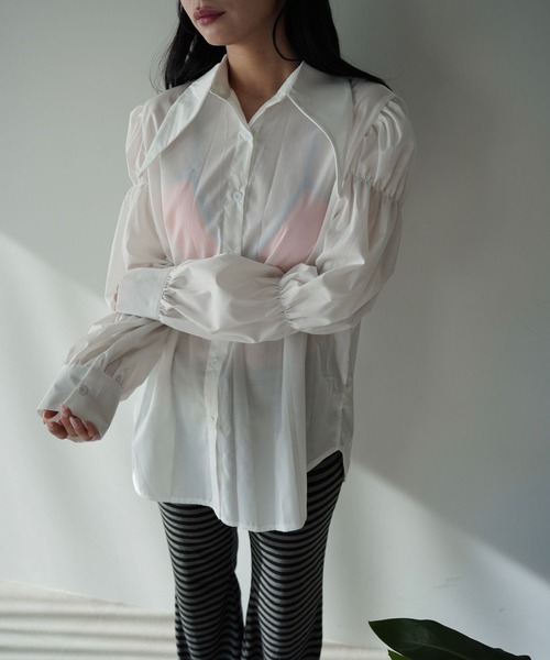 SANSeLF（サンセルフ）の「【SANSeLF】フロントボタンボリュームスリーブブラウス saw25a074（シャツ/ブラウス・レディース・ホワイト/ブラック・FREE）」の11枚目の写真