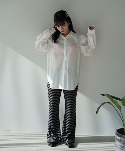 SANSeLF（サンセルフ）の「【SANSeLF】フロントボタンボリュームスリーブブラウス saw25a074（シャツ/ブラウス・レディース・ホワイト/ブラック・FREE）」の14枚目の写真