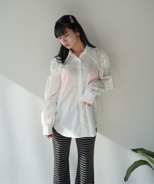 SANSeLF（サンセルフ）の「【SANSeLF】フロントボタンボリュームスリーブブラウス saw25a074（シャツ/ブラウス・レディース・ホワイト/ブラック・FREE）」の16枚目の写真