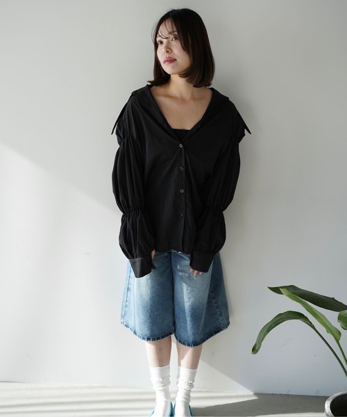 SANSeLF（サンセルフ）の「【SANSeLF】フロントボタンボリュームスリーブブラウス saw25a074（シャツ/ブラウス・レディース・ホワイト/ブラック・FREE）」の19枚目の写真