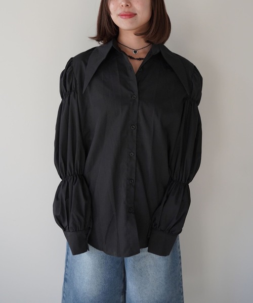 SANSeLF（サンセルフ）の「【SANSeLF】フロントボタンボリュームスリーブブラウス saw25a074（シャツ/ブラウス・レディース・ホワイト/ブラック・FREE）」の22枚目の写真