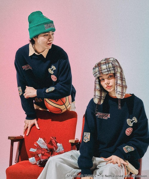 ニコアンド STRANGER THINGS コラボジャカードニットプルオーバー
