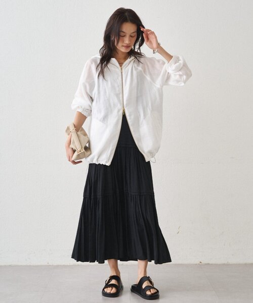 LOUNGEDRESS(ラウンジドレス)の「シアーZIPパーカー(パーカー・レディース・オフホワイト/ベージュ/ブラック・FREE)」の4枚目の写真