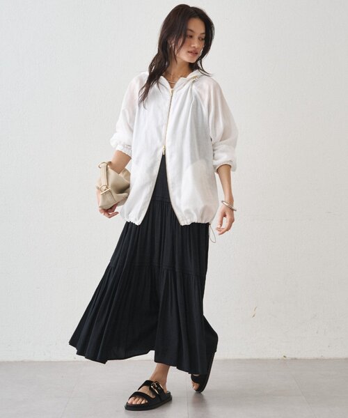 LOUNGEDRESS(ラウンジドレス)の「シアーZIPパーカー(パーカー・レディース・オフホワイト/ベージュ/ブラック・FREE)」の6枚目の写真