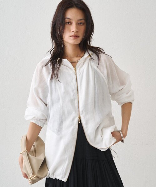 LOUNGEDRESS(ラウンジドレス)の「シアーZIPパーカー(パーカー・レディース・オフホワイト/ベージュ/ブラック・FREE)」の8枚目の写真