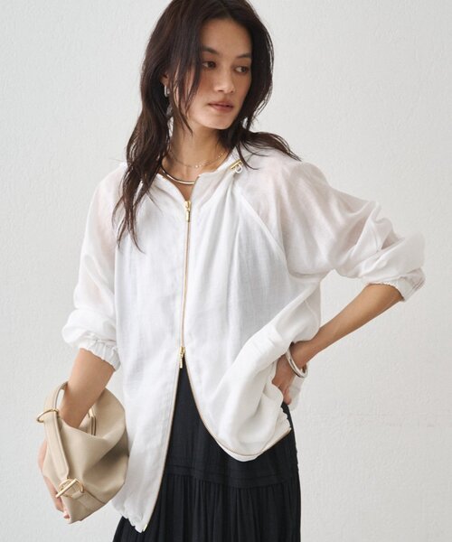 LOUNGEDRESS(ラウンジドレス)の「シアーZIPパーカー(パーカー・レディース・オフホワイト/ベージュ/ブラック・FREE)」の9枚目の写真