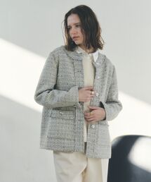 YECCA VECCA | ノーカラーツイードジャケット(テーラードジャケット)