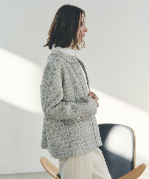 YECCA VECCA（イェッカヴェッカ）の「ノーカラーツイードジャケット（テーラードジャケット・レディース・ブルー/グレー・FREE）」の19枚目の写真