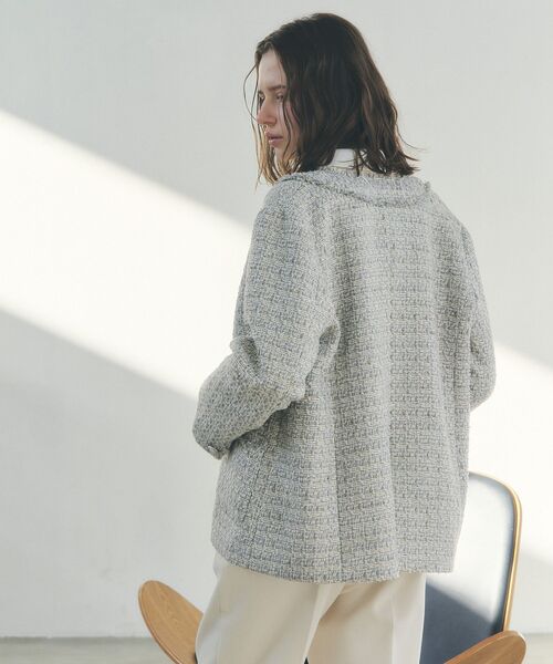 YECCA VECCA（イェッカヴェッカ）の「ノーカラーツイードジャケット（テーラードジャケット・レディース・ブルー/グレー・FREE）」の22枚目の写真