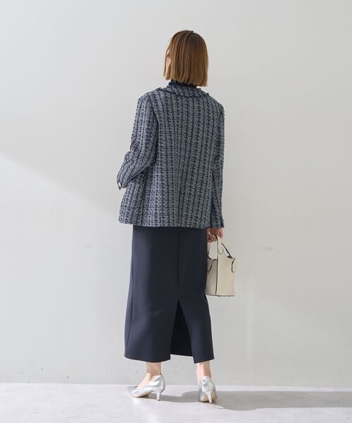 YECCA VECCA（イェッカヴェッカ）の「ノーカラーツイードジャケット（テーラードジャケット・レディース・ブルー/グレー・FREE）」の5枚目の写真