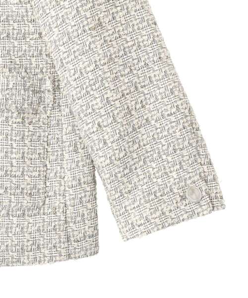 YECCA VECCA（イェッカヴェッカ）の「ノーカラーツイードジャケット（テーラードジャケット・レディース・ブルー/グレー・FREE）」の9枚目の写真