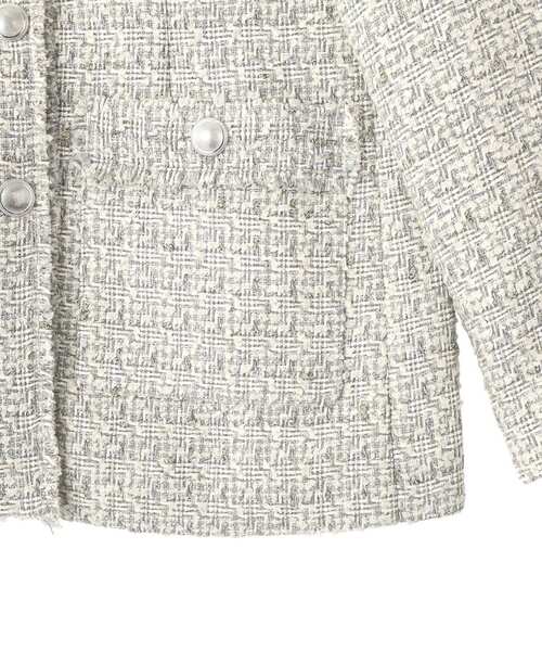 YECCA VECCA（イェッカヴェッカ）の「ノーカラーツイードジャケット（テーラードジャケット・レディース・ブルー/グレー・FREE）」の10枚目の写真