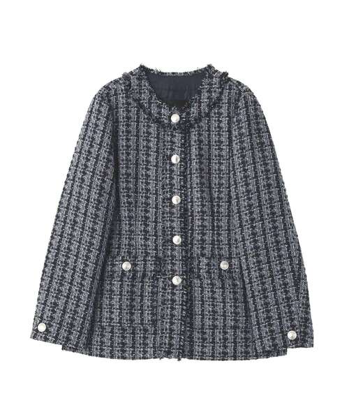 YECCA VECCA（イェッカヴェッカ）の「ノーカラーツイードジャケット（テーラードジャケット・レディース・ブルー/グレー・FREE）」の16枚目の写真