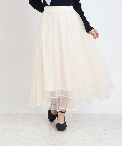 ASTORIA ODIER（アストリアオディール）の「裾パイピングチュールスカート（スカート・レディース・アイボリー/ブラック・MEDIUM）」の3枚目の写真