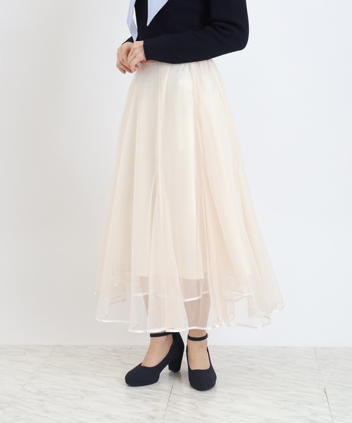 ASTORIA ODIER（アストリアオディール）の「裾パイピングチュールスカート（スカート・レディース・アイボリー/ブラック・MEDIUM）」の4枚目の写真