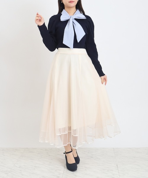 ASTORIA ODIER（アストリアオディール）の「裾パイピングチュールスカート（スカート・レディース・アイボリー/ブラック・MEDIUM）」の6枚目の写真