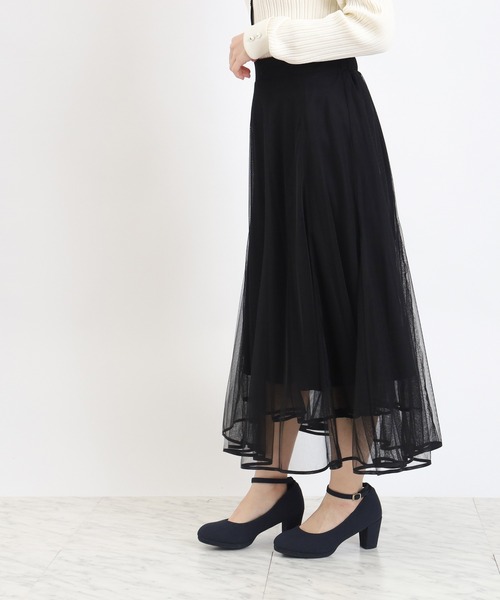 ASTORIA ODIER（アストリアオディール）の「裾パイピングチュールスカート（スカート・レディース・アイボリー/ブラック・MEDIUM）」の7枚目の写真