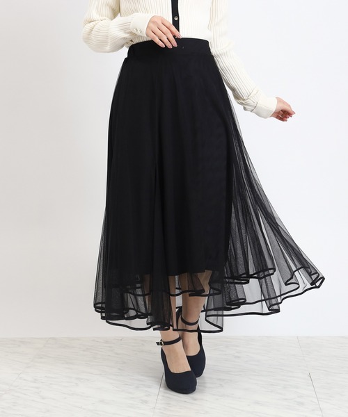 ASTORIA ODIER（アストリアオディール）の「裾パイピングチュールスカート（スカート・レディース・アイボリー/ブラック・MEDIUM）」の9枚目の写真