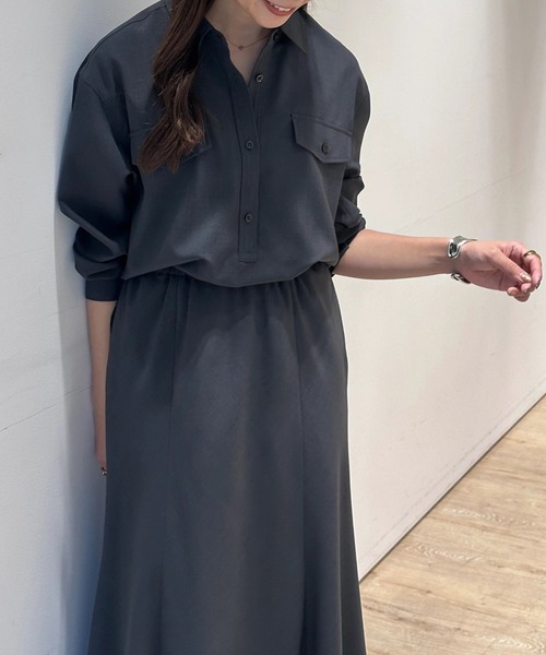 CADUNE（カデュネ）の「ドロストシャツワンピース（ワンピース・レディース・ネイビー/チャコールグレー/ベージュ系その他・38/36）」の4枚目の写真