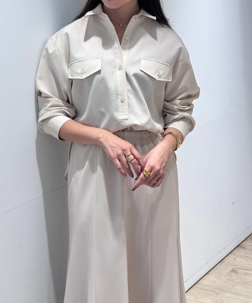 CADUNE（カデュネ）の「ドロストシャツワンピース（ワンピース・レディース・ネイビー/チャコールグレー/ベージュ系その他・38/36）」の11枚目の写真