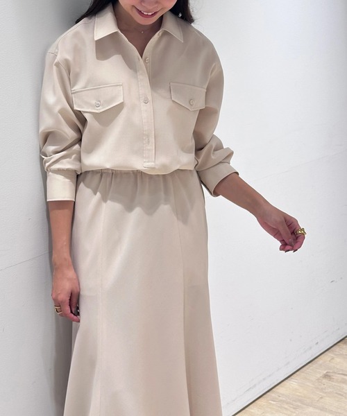 CADUNE（カデュネ）の「ドロストシャツワンピース（ワンピース・レディース・ネイビー/チャコールグレー/ベージュ系その他・38/36）」の14枚目の写真