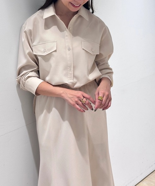 CADUNE（カデュネ）の「ドロストシャツワンピース（ワンピース・レディース・ネイビー/チャコールグレー/ベージュ系その他・38/36）」の15枚目の写真