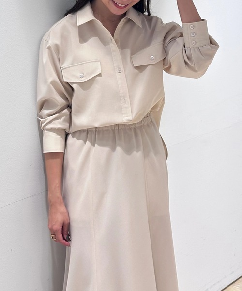 CADUNE（カデュネ）の「ドロストシャツワンピース（ワンピース・レディース・ネイビー/チャコールグレー/ベージュ系その他・38/36）」の16枚目の写真