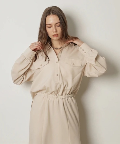 CADUNE（カデュネ）の「ドロストシャツワンピース（ワンピース・レディース・ネイビー/チャコールグレー/ベージュ系その他・38/36）」の17枚目の写真