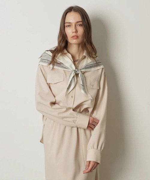 CADUNE（カデュネ）の「ドロストシャツワンピース（ワンピース・レディース・ネイビー/チャコールグレー/ベージュ系その他・38/36）」の11枚目の写真