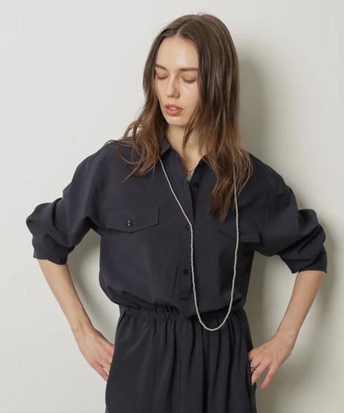 CADUNE（カデュネ）の「ドロストシャツワンピース（ワンピース・レディース・ネイビー/チャコールグレー/ベージュ系その他・38/36）」の6枚目の写真