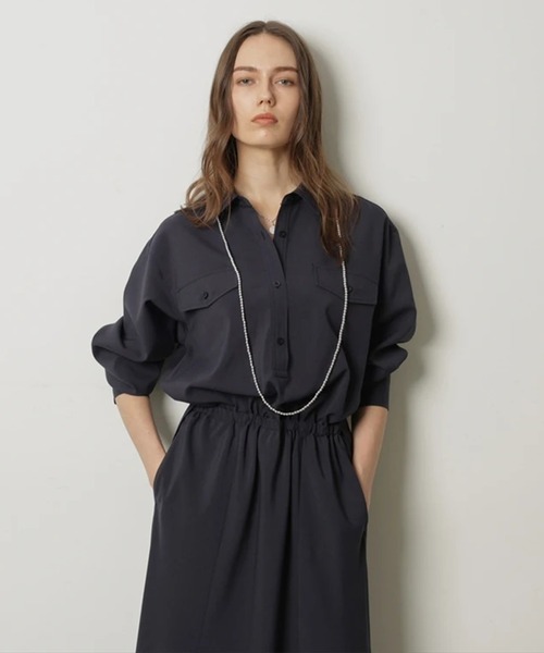 CADUNE（カデュネ）の「ドロストシャツワンピース（ワンピース・レディース・ネイビー/チャコールグレー/ベージュ系その他・38/36）」の4枚目の写真