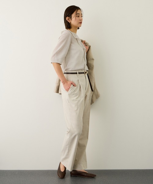 ROPE'（ロペ）の「リネンライクフリルカラーブラウス/イージーケア・セットアップ対応（シャツ/ブラウス・レディース・ダークブラウン/ベージュ・38）」の12枚目の写真