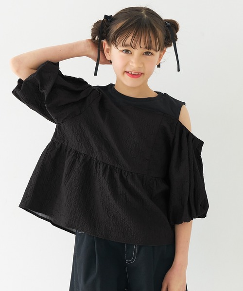 coca(coca)(コカ)の「【WEB限定セール】キッズ 肩あきジャカードブラウス(シャツ/ブラウス・キッズ・ブラック/アイボリー・150/140/130/120)」の18枚目の写真
