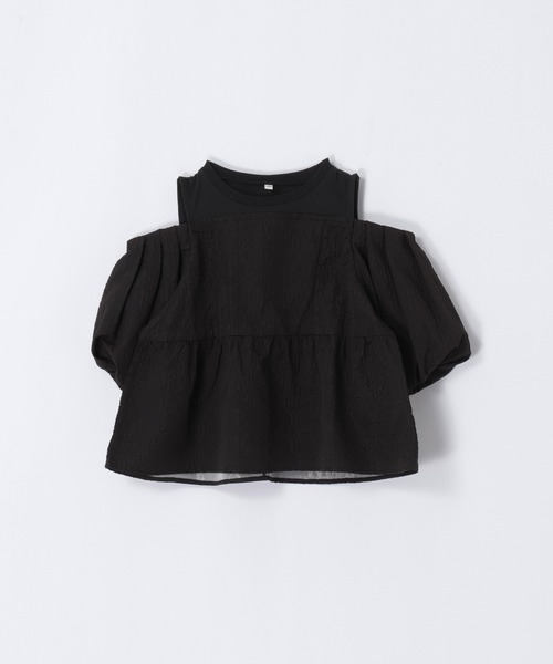 coca(coca)(コカ)の「【WEB限定セール】キッズ 肩あきジャカードブラウス(シャツ/ブラウス・キッズ・ブラック/アイボリー・150/140/130/120)」の10枚目の写真