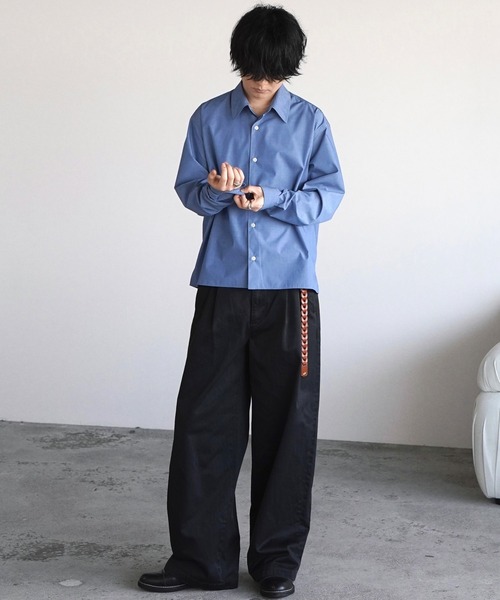WYM LIDNM（ウィム バイ リドム）の「GABA WIDE PIGMENT DYED 2TUCK TROUSERS（その他パンツ・メンズ・ライトグレー/ブラック系/グレイッシュベージュ・L/M/S）」の11枚目の写真