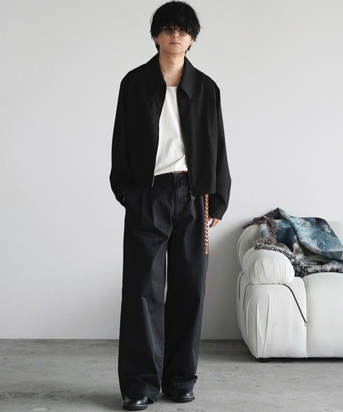 WYM LIDNM（ウィム バイ リドム）の「GABA WIDE PIGMENT DYED 2TUCK TROUSERS（その他パンツ・メンズ・ライトグレー/ブラック系/グレイッシュベージュ・L/M/S）」の9枚目の写真