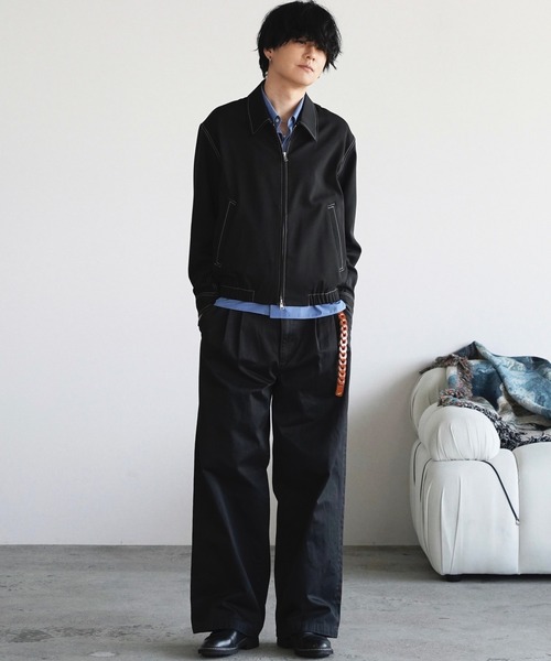 WYM LIDNM（ウィム バイ リドム）の「GABA WIDE PIGMENT DYED 2TUCK TROUSERS（その他パンツ・メンズ・ライトグレー/ブラック系/グレイッシュベージュ・L/M/S）」の7枚目の写真