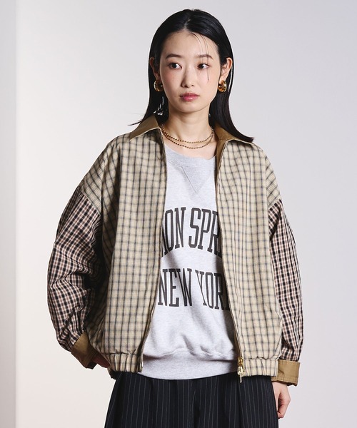 ROSE BUD（ローズバッド）の「(CREOLME)REVERSIBLE CHECK JACKET（ブルゾン・レディース・ネイビー/ベージュ・ONE SIZE）」の3枚目の写真