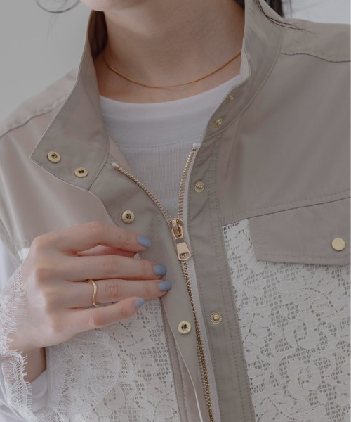 Eimee Law（エイミーロウ）の「メッシュレーススタンドカラージレ（ベスト・レディース・ブラック/アイボリー・FREE）」の19枚目の写真