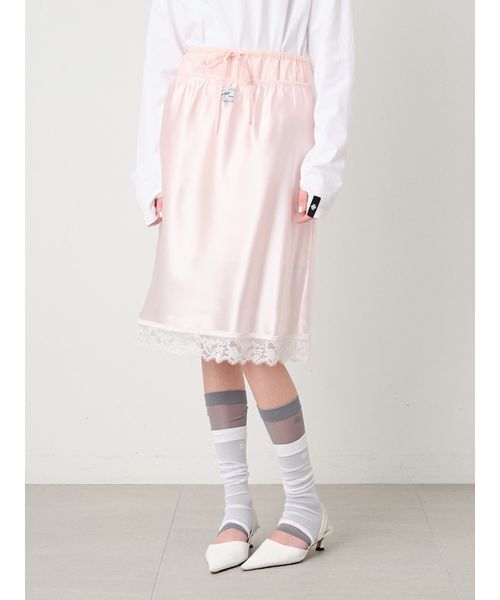 Satin Layered Midi Skirt/サテン レイヤードミディスカート（スカート