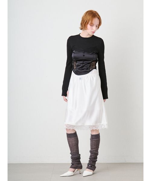 SORIN(ソリン )の「Satin Layered Midi Skirt/サテン レイヤードミディスカート(スカート・レディース・ホワイト/ライトピンク/ブラック・38)」の7枚目の写真
